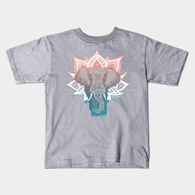 Lotus Elephant Mandala Kids T-Shirt by julieerindesigns